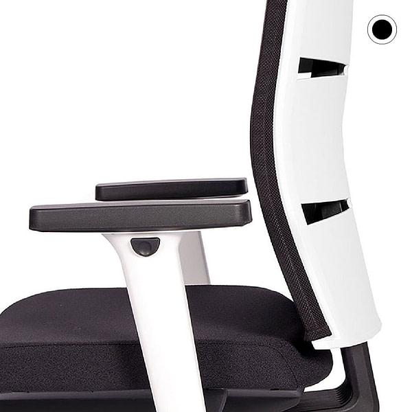 lento agilis matrix ergonomischer Bürostuhl schwarz weiss mit Netzrücken - Detailaufnahme Rücken und Armlehne