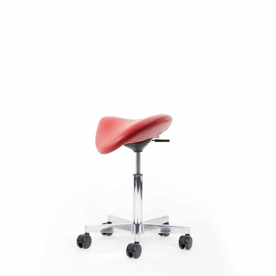 Bild von ergonomischer Sattelhocker | Sattelsitz von lento mit kompaktem Fußkreuz für mehr Mobilität, ist geeignet für den Einsatz im Medizin- und Physiotherapiebereich, 10 Jahre Garantie