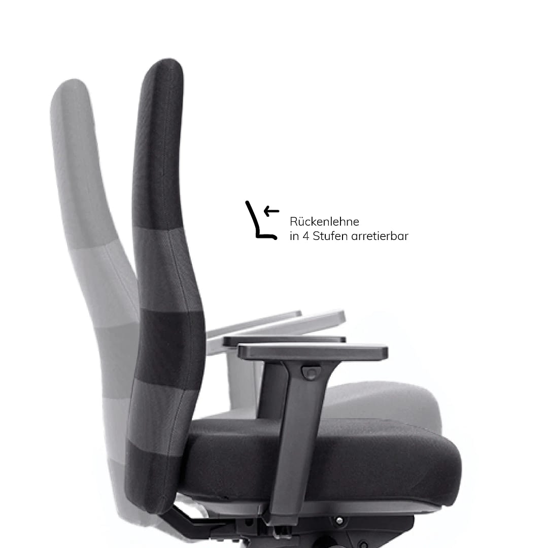 In der Seitenansicht zeigt sich der ergonomische Bürostuhl agilis comfort mit verstellbarer Rückenlehne.