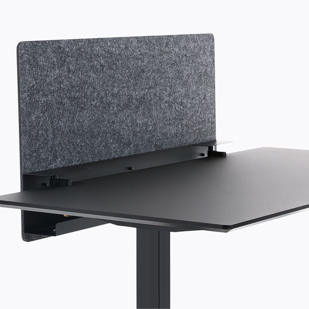 lento Schreibtischzubehör: Trennwand mit Kabelkanal schwarz 1100 mm mit Tischklemmen