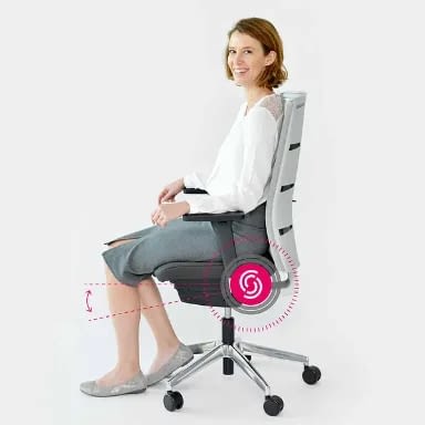Bürostuhl testen agilis matrix ergonomischer Bürostuhl weißer Rücken mit Sensosit-Sitztechnologie aktiviert seitliche Sichtbarkeit made in germany lento