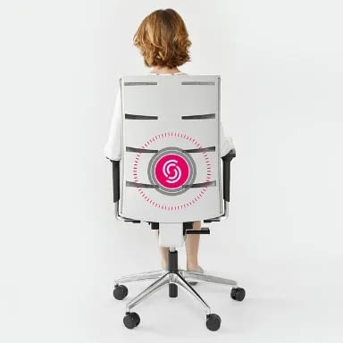 Bürostuhl testen agilis matrix Rückansicht ergonomischer Bürostuhl weißer Rücken sensosit stabilisiert made in germany lento