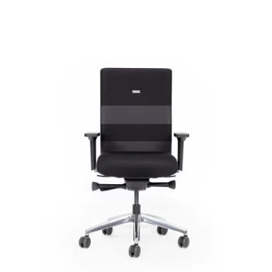 Ergonomischen Bürostuhl testen agilis schwarz mit grauem Streifen und Ergonomiesiegel