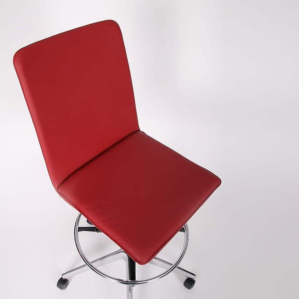 Barhocker, Tresenstuhl in rot ohne Armlehnen mit Rückenlehne