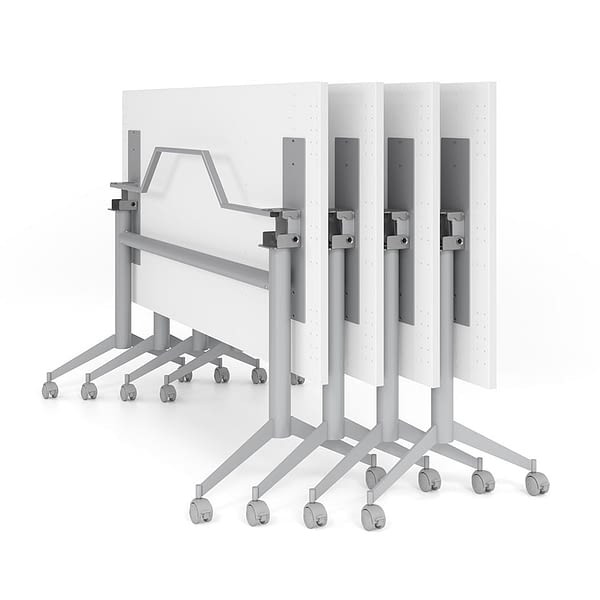 Klapptisch auf Rollen für Büros weiss / rollbar & gestaffelt