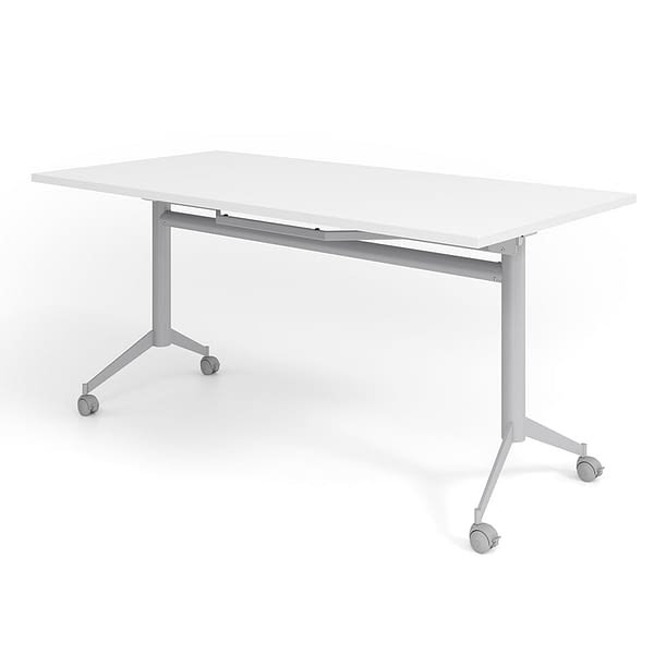 Klapptisch fürs Büro als Klappschreibtisch auf Rollen in weiss
