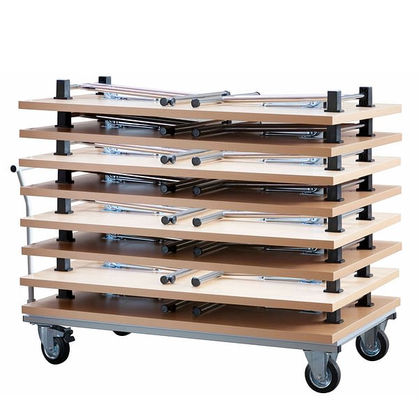 Transportwagen für Schreibtische klappbar & Büro Klapptische bis max. 8 Tische stapelbar