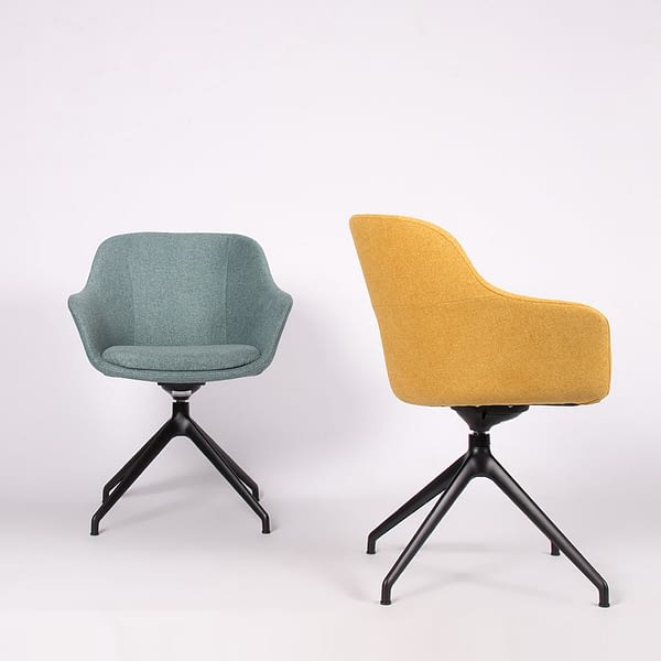 lento sitting smart elegante Konferenzstühle | Polsterstühle mit Armlehnen in blau und gelb für mehr Komfort