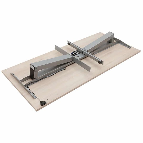 bild eines lento steh sitz schreibtisch elektrisch hoehenverstellbarer schreibtisch zusammengeklappt dank klappbarem gestell made in germany