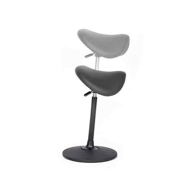 lento sella Sattelhocker als Sitz-Stehhilfe 360° Schwingeffekt schwarz Kunstleder - Aufnahme in Bewegung