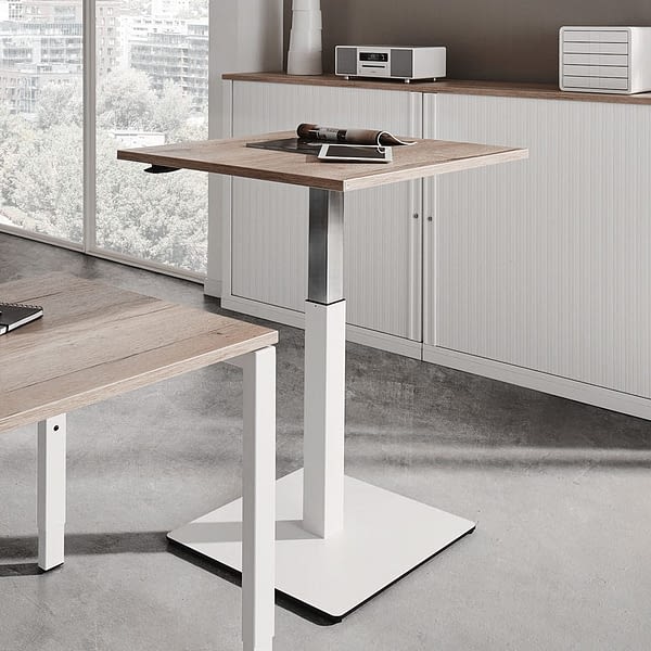 bild eines beistelltisch besprechungstisch hubtisch fürs buero mit gasfeder auf knopfdruck hoehenverstellbar made in germany von lento