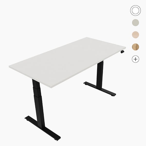 <strong>cosinus SITZ-STEHTISCH</strong><br>elektrisch höhenverstellbarer Schreibtisch 🇩🇪 Made in Germany, Gestell schwarz, 160 bis 200 cm Breite
