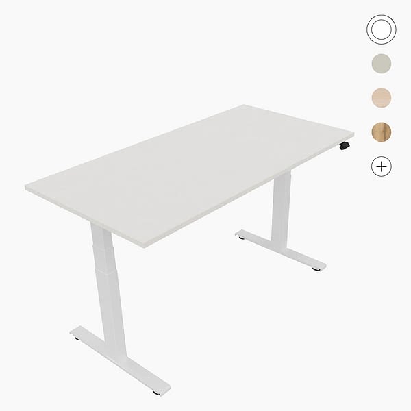<strong>cosinus SITZ-STEHTISCH</strong><br>elektrisch höhenverstellbarer Schreibtisch 🇩🇪 Made in Germany, Gestell verkehrsweiß, 160 bis 200 cm Breite