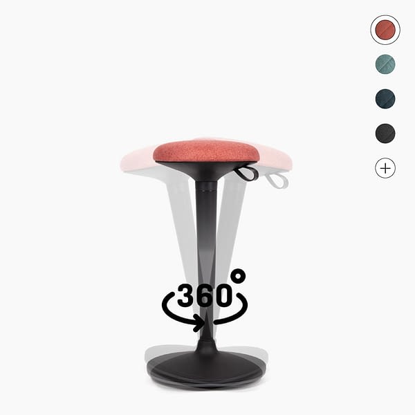 Ergonomischer Stehhocker sella flex mit 360° Schwingeffekt als Sitz-Stehhilfe in korallenrot