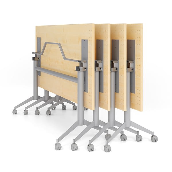 Klapptisch auf Rollen für Büros ahorn/ rollbar & gestaffelt