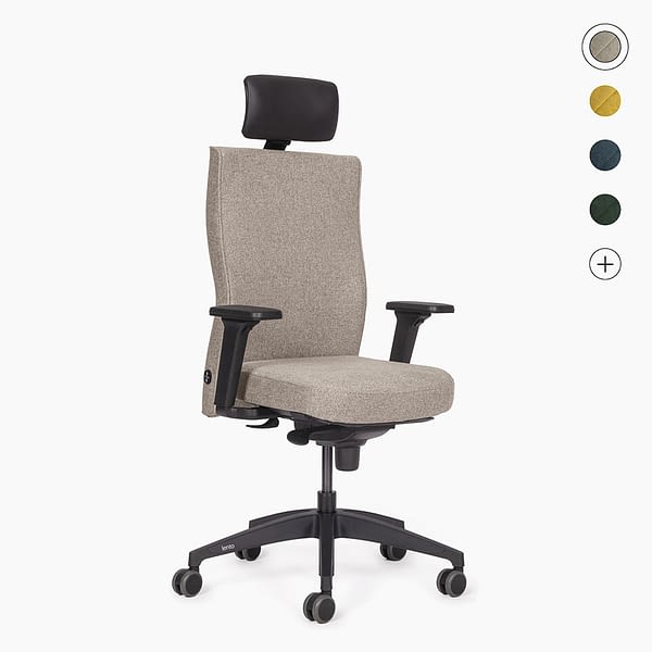 Vollgepolsterter ergonomischer Bürostuhl in beige mit Kopfstütze - Modell "agilis genesis" von lento Titelbild