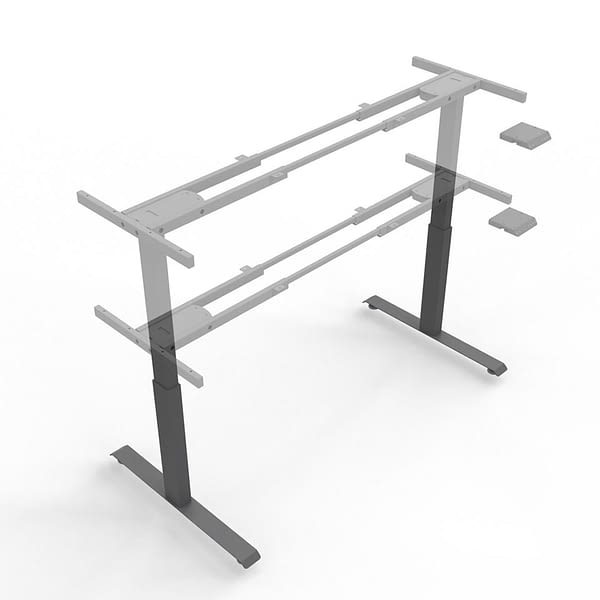 Schreibtischgestell base lento Draufsicht graphit mit Bedienelement Nahaufnahme Phase elektrisch höhenverstellbar