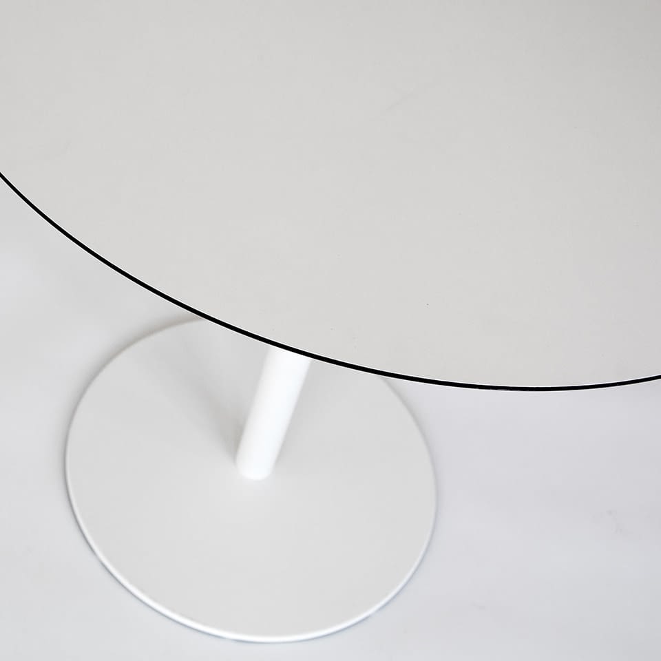 lento Beistelltisch rund in zwei Höhen Ø 69 cm und Ø 79 cm weißer Fußteller - Made in Germany