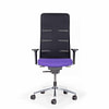 Ergonomischer Buerostuhl Matrix Hoch mit Ausatz von Lento sensosit mit angepasster Rueckenlehne und Schulterbereich in schwarz und farbigen Sitz in Violett und anderen Farben direkt vom Hersteller