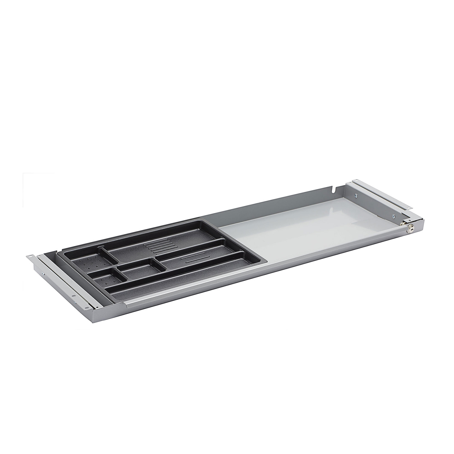 Schreibtischzubehör: Schublade SlimTray large mit Schloß in aluminium
