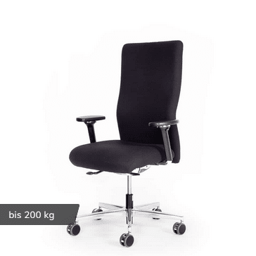 Bild zu lento Bürostuhl XXL belastbar bis 200 kg ergonomischer Schwerlaststuhl in Stoff schwarz