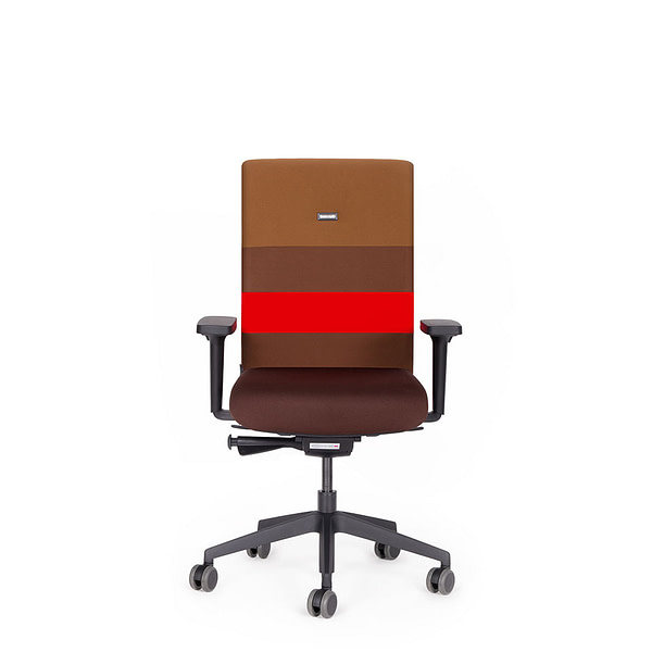 Ergonomischer Bürostuhl agilis braun mit Kontraststreifen rot - Front