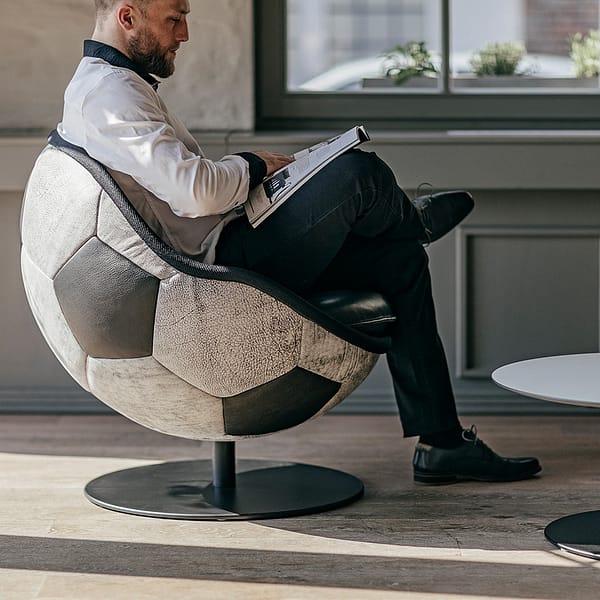 fussball lounge sessel stuhl lento lillus hattrick echtleder vintage 11