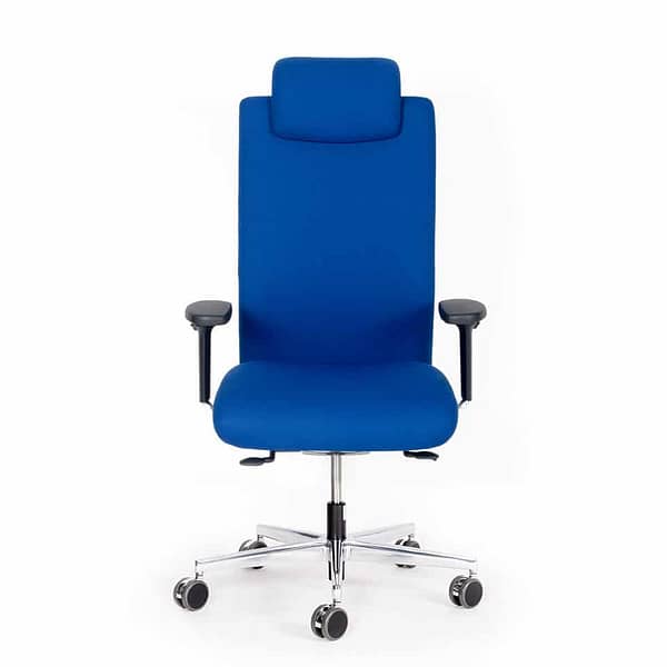 bild eines ergonomischen schwerlaststuhl buerostuhl xl für besonders schwere menschen von lento direkt vom hersteller modell agilis mit kopfstuetze als buerostuhl blau
