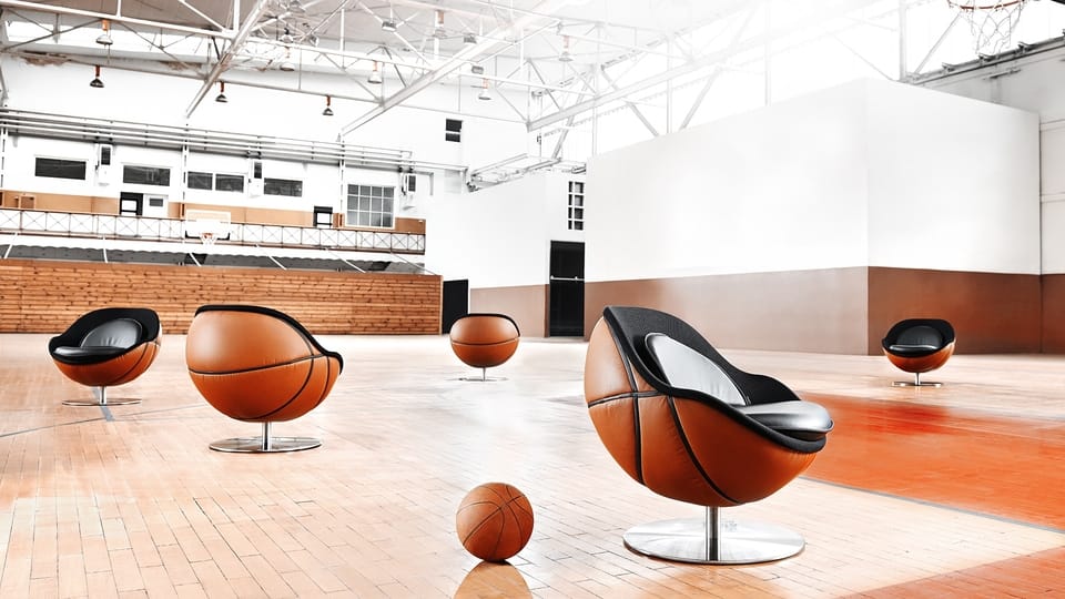 picture of a seat group lillus by lento lounge chair basketball chair ball chair in basketball design round chair premium sports furniture for sports industry gastronomy sports service made in germany