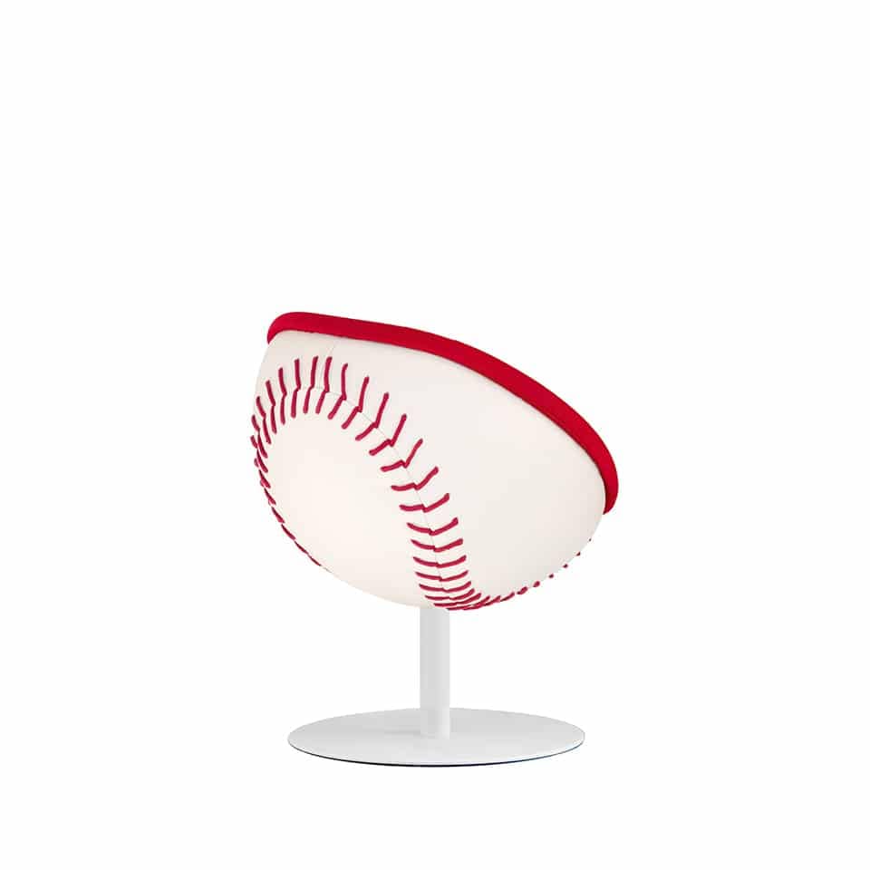 picture of a lounge chair lillus by lento cocktail chair in homerun design baseball chair ball seat round chair bowl chair globe chair in white leather red couloured sports furniture made in germany