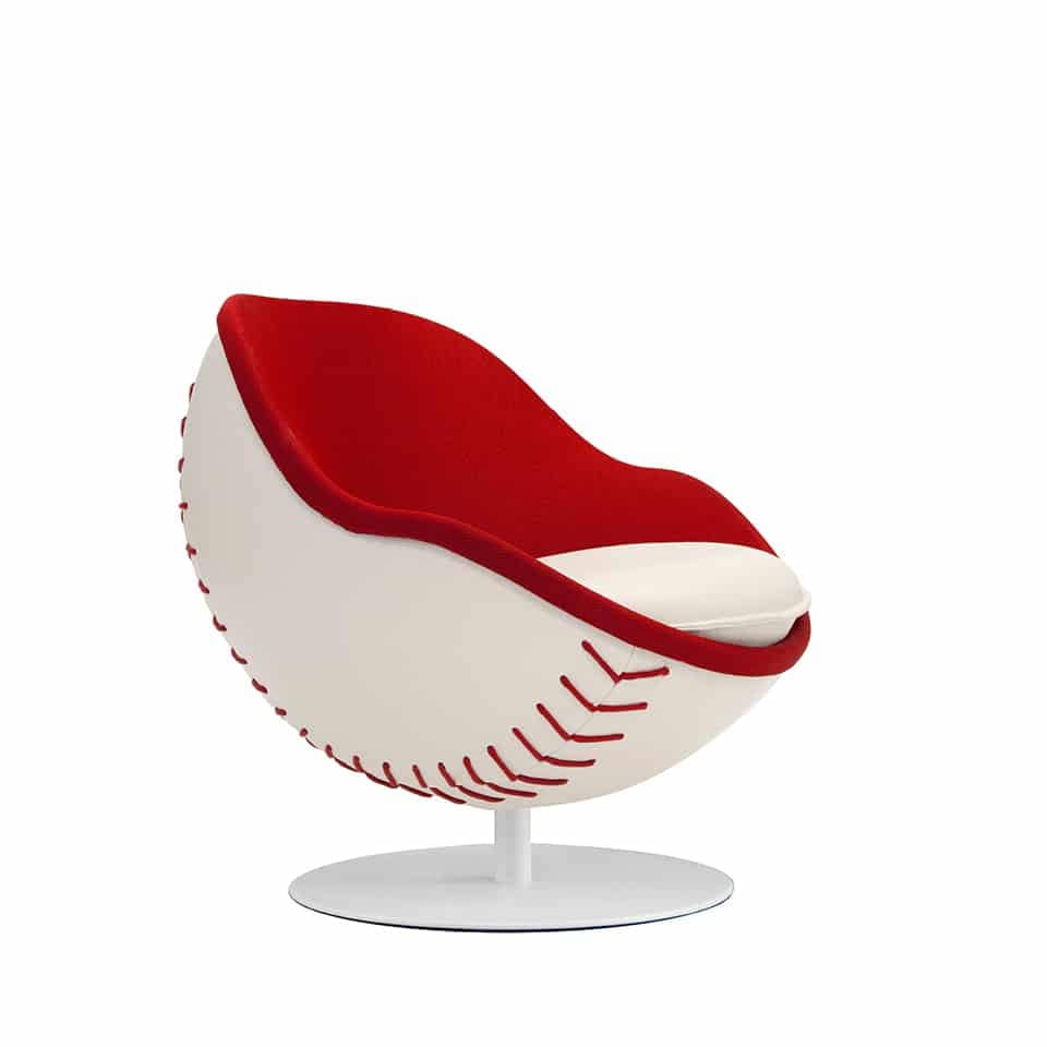 picture of a lillus lounge chair by lento in homerun design baseball chair ball seat round chair bowl chair globe chair premium sports furniture iconic interior design made in germany
