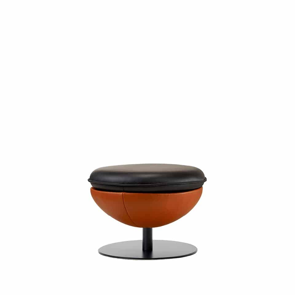 picture of a foot stool lillus by lento basketball chair modern interior design round chair ball chair basketball design in black and orange colour made in germany premium sports furniture for shop fitting sports service gastronomy