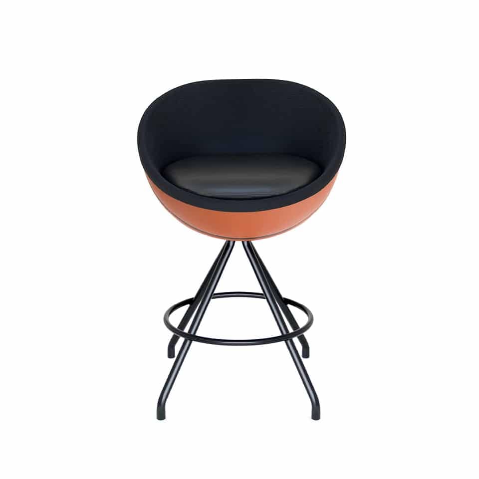 image of a counter stool lounge chair lillus by lento iconic basketball chair in leather round chair ball chair premium sports furniture made in germany for gastronomy sports industry hotel areas
