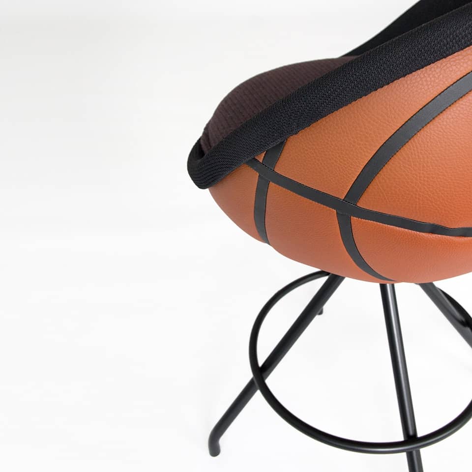 detail image of a counter chair lillus by lento in basketball design unique ball chair round chair globe chair iconic sports furniture made in germany for hotel areas sports industry sports management