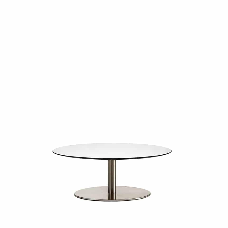 Image of lillus by lento round side table coffee table with stainless steel base available for ballchairs lounge chairs sports furniture made in germany