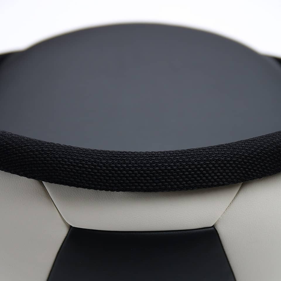 image of a lillus by lento ball chair bar stool counter stool round chair ball seat with football design in black and white leather