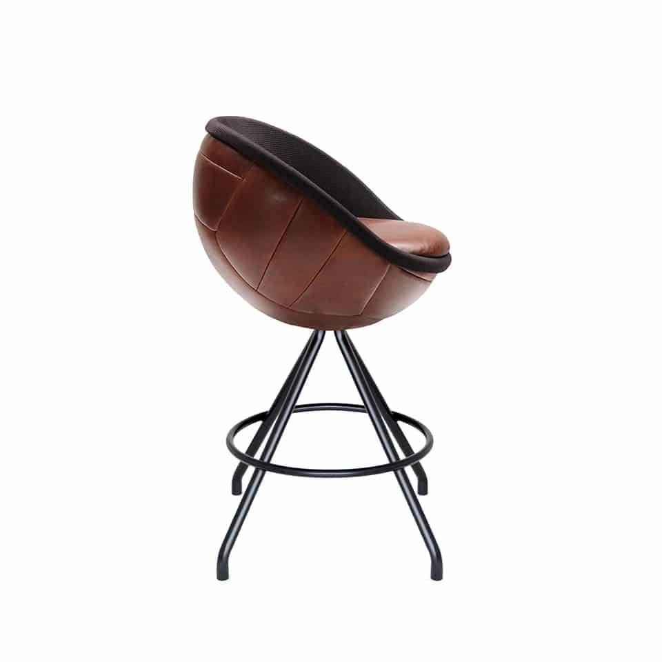 image of counterstool counterchair football chair football design brown genuine leather vintage design made in germany