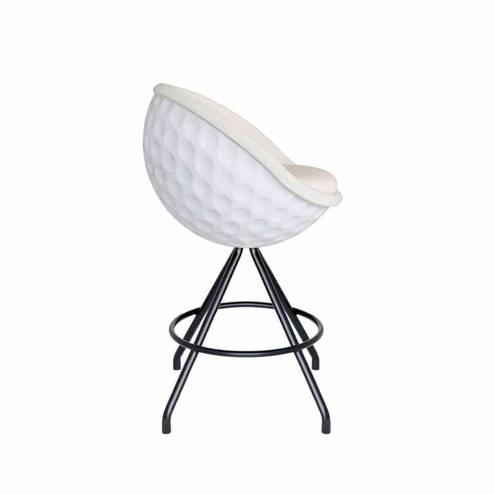 image of a counter stool lillus by lento round chair ball seat in golf design white and black modern interior design for sports management or retail design made in germany