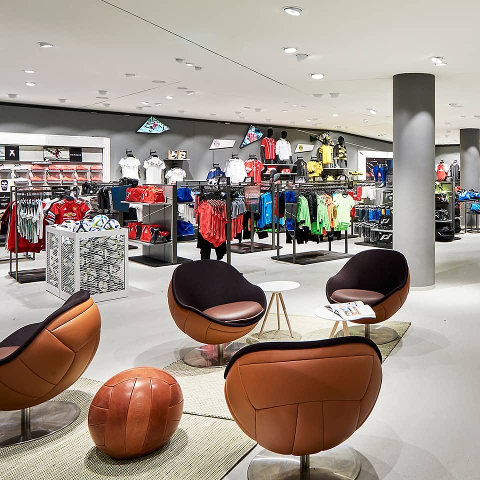 image of shop fitting store fitting high quality retail design interior design with lillus by lento ball chairs lounge chairs football chairs sports furniture made in germany with worldwide shipping