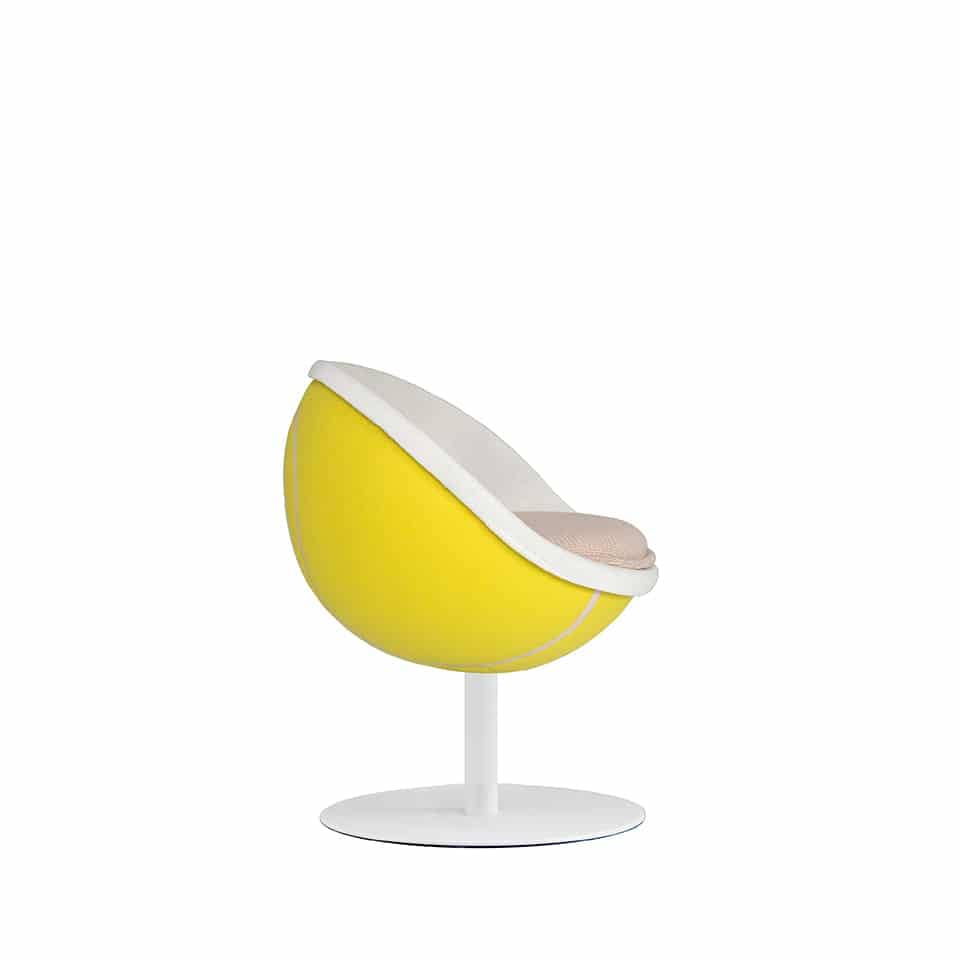 image of a cocktail stool lillus by lento dinner stool tennis chair lounge chair in yellow colour iconic sports furniture made in germany for shop fitting gastronomy sports industry