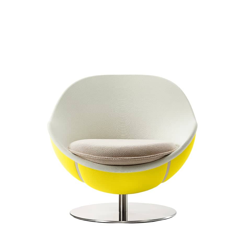 image of a lounge chair lillus ball chair ball seat tennis chair by lento in volley design yellow and white design premium sports furniture round chair bowl chair globe chair for shop fitting or retail design