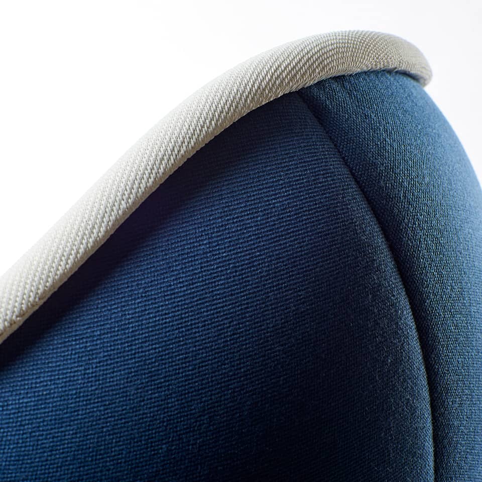 detail picture of a lillus classic lounge chair by lento iconic ball chair round chair globe chair in blue colour highend interior design sports furniture made in germany