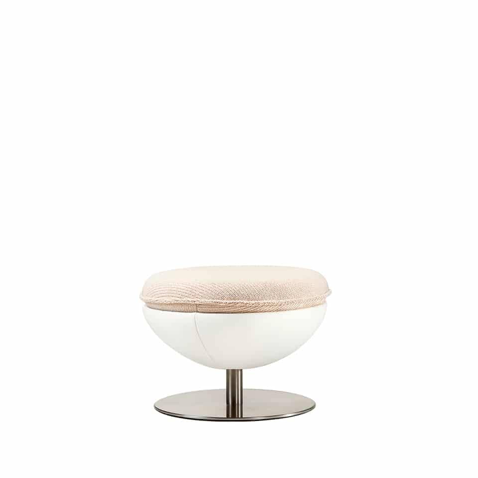 picture of a foot stool lillus by lento baseball stool homerun design in white leather sports furniture made in germany