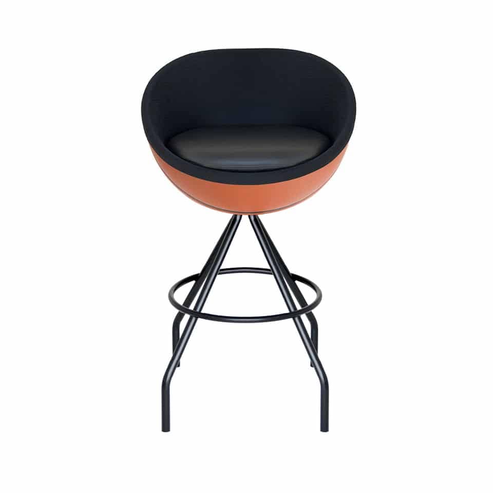 picture of a bar chair lounge chair lillus by lento with a black leather seat cushion premium sports furniture unique ball chair round chair lounge chair globe chair made in germany for sports management