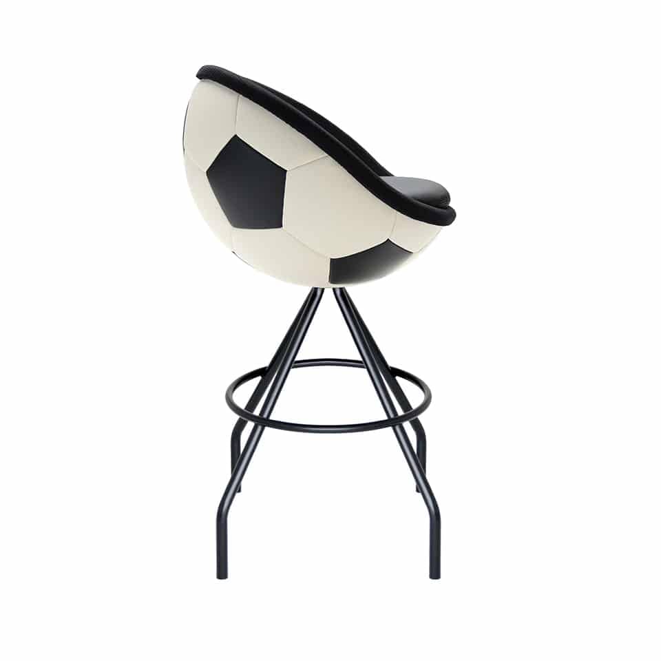 image of a lillus counter chair counter stool by lento in football design in leather black and white colour bar stool ball chair for sports management retail design sports service