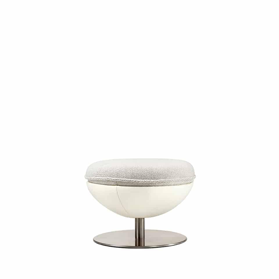 image of a lillus foot stool with premium leather white modern sport furniture round foot chair made in germany