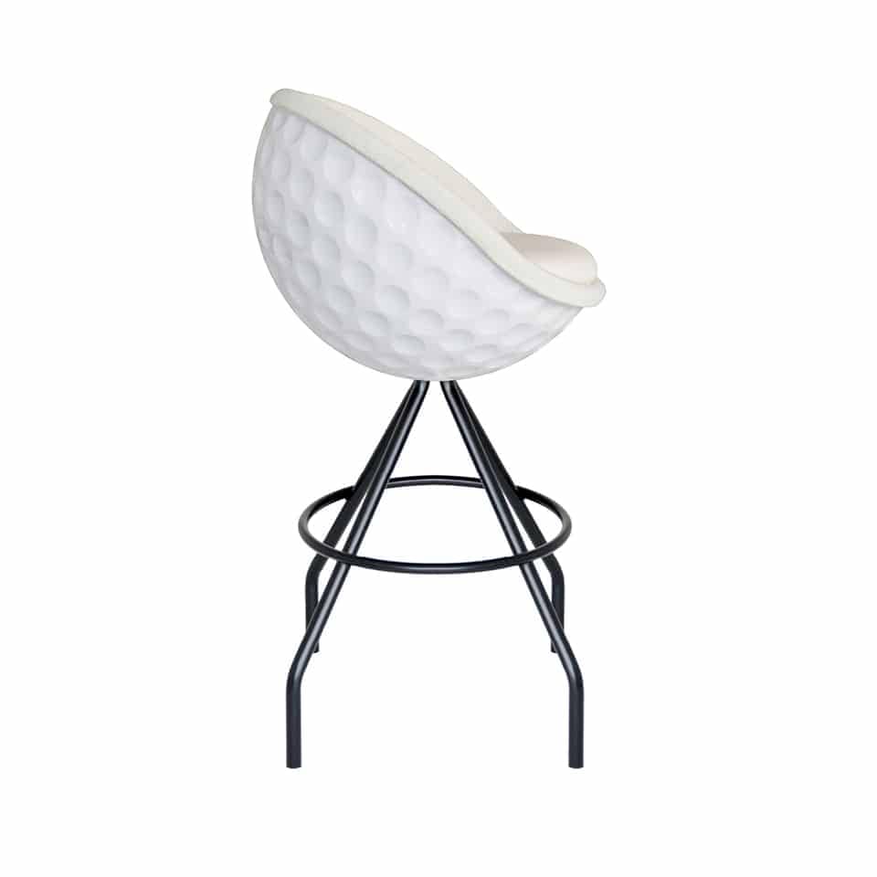 image of a barstool lillus by lento in eagle golf design white and black round chair globe chair ball seat golf chairpremium sports furniture for gastronomy made in germany