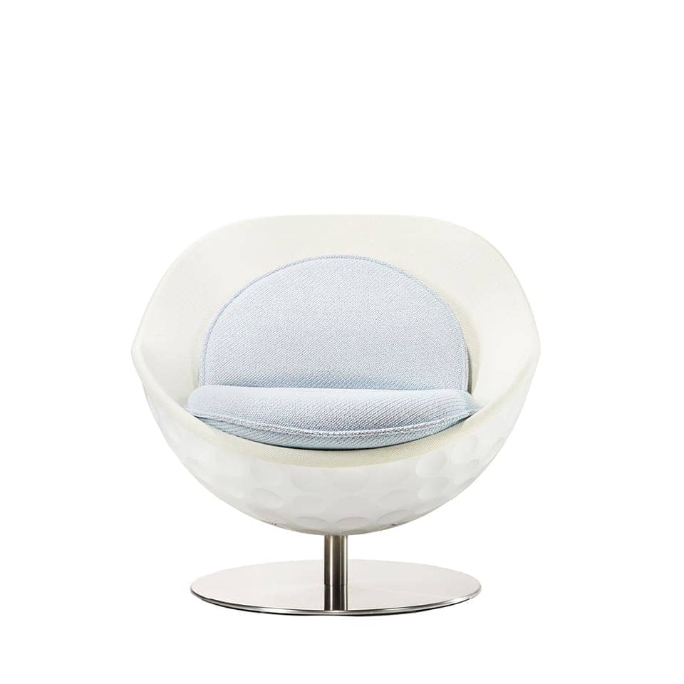 picture of a lento lillus lounge chair white and grey couloured ball stool golf chair modern highend sports furniture premium interior design