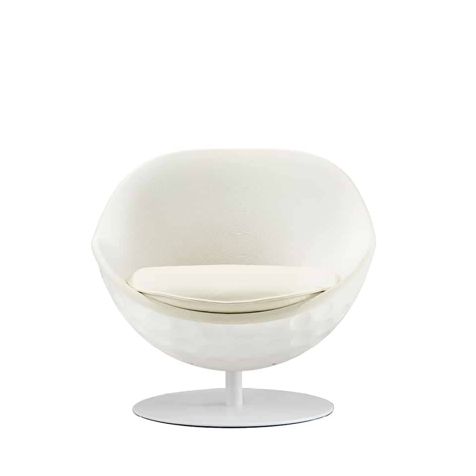 image of a ball seat lillus by lento in eagle design white with a seat cushion round chair sports furniture for hotel areas or sports industry