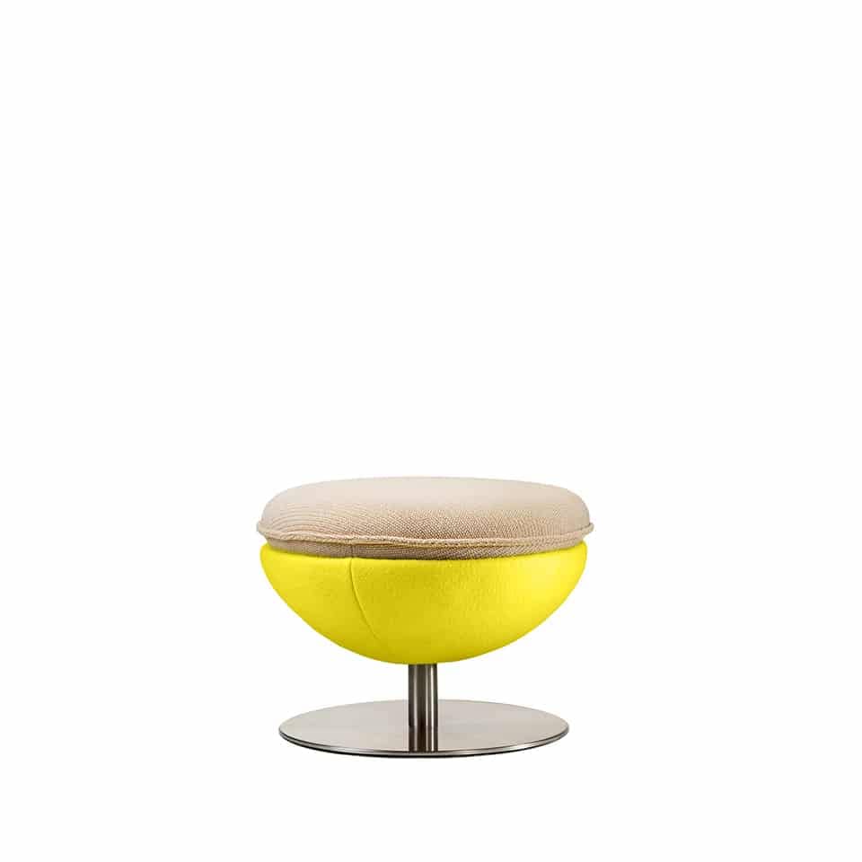 image of a foot stool tennis chair lillus by lento in volley design yellow colour premium sports furniture tennis chair ball chair round chair made in germany